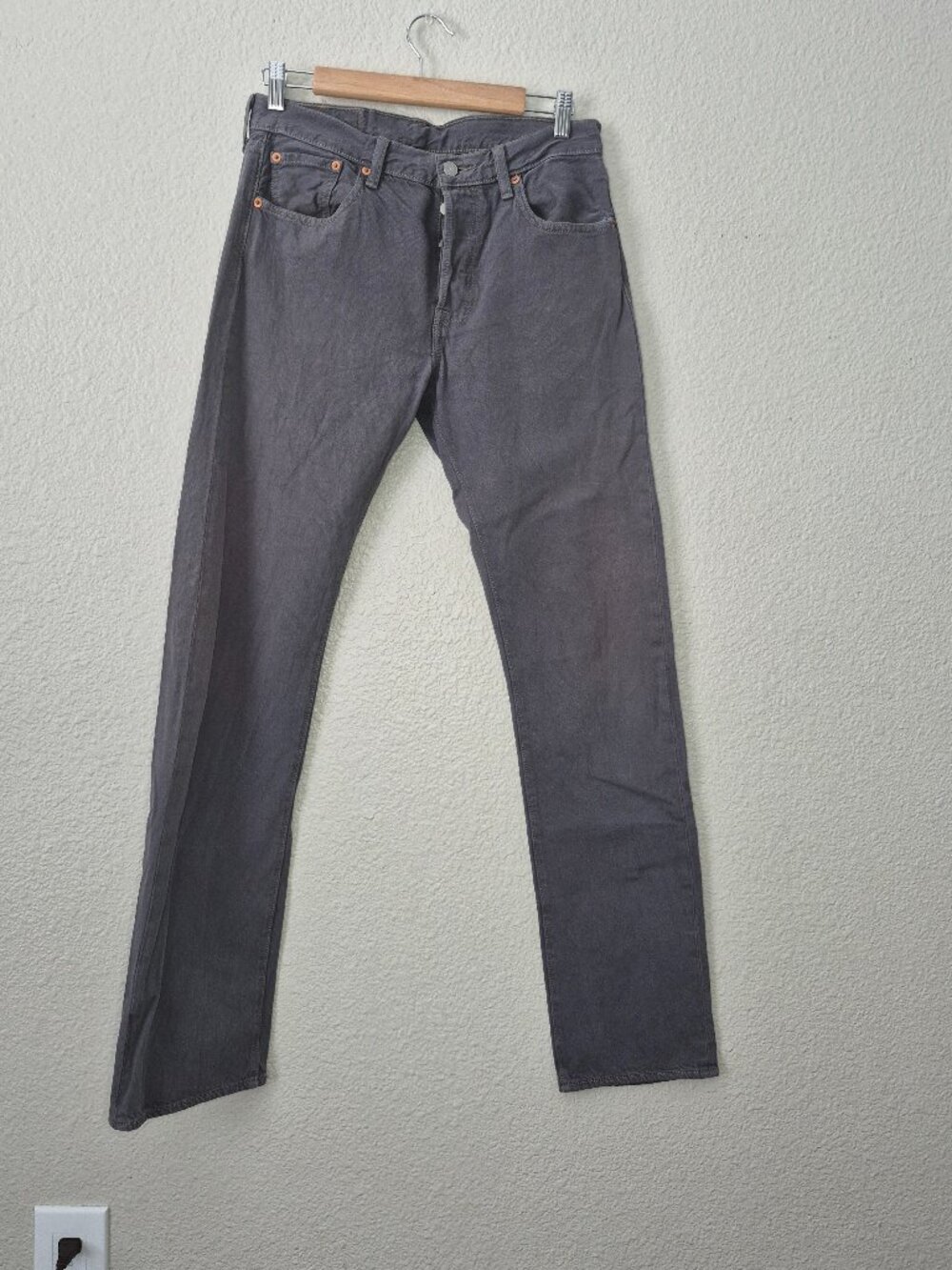 Levi's 501 Original Fit Jeans Mens 30x34 Gray Straight Leg Denim